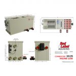 "Technical diagram of Red Label AQUAKING COMBIFILTER 20/25 INLINE LOW filtration unit showing perspective, top-down, front and side views with dimensions and labelled inlets, outlets, and discharge points Shirley Aquatics, Perfect Ponds, Koi Collection. Absolute Koi, Cotswold Koi, Warwickshire Koi, Dragons Gate Koi, Plenty of Koi, Rainbow Koi, Japan Koi Import, Cuttlebrook Koi Farm, Koi Water Garden Ltd, Japan Koi Import, Koi Wholesale, Quality Nishikigoi, BLACKBURN HOUSE KOI, Koi carp for sale, The Oaks Koi Farm, Queni Koi Limited, Koi Carp (UK) Ltd, Wakefield Koi Ltd, Kitsu Koi, Kings Lynn Koi, New Forest Koi, Koi Logic, Exclusively Koi Ltd, World of Koi, Koi carp for sale (Wednesbury), Koi and pond supplies, A19 Koi & Pond Supplies, The Koi Pool Water Gardens, SKS Wholesale Ltd."