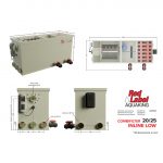 "Technical diagram of Red Label AQUAKING COMBIFILTER 20/25 INLINE LOW filtration unit showing perspective, top-down, front and side views with dimensions and labelled inlets, outlets, and discharge points Shirley Aquatics, Perfect Ponds, Koi Collection. Absolute Koi, Cotswold Koi, Warwickshire Koi, Dragons Gate Koi, Plenty of Koi, Rainbow Koi, Japan Koi Import, Cuttlebrook Koi Farm, Koi Water Garden Ltd, Japan Koi Import, Koi Wholesale, Quality Nishikigoi, BLACKBURN HOUSE KOI, Koi carp for sale, The Oaks Koi Farm, Queni Koi Limited, Koi Carp (UK) Ltd, Wakefield Koi Ltd, Kitsu Koi, Kings Lynn Koi, New Forest Koi, Koi Logic, Exclusively Koi Ltd, World of Koi, Koi carp for sale (Wednesbury), Koi and pond supplies, A19 Koi & Pond Supplies, The Koi Pool Water Gardens, SKS Wholesale Ltd."