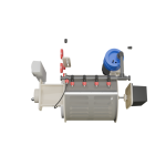 Red Label Essential Drum 20/25 gravity-fed and pump-fed pond filtration system, featuring a stainless steel 120-micron drum filter, integrated flushing pump and controller, 40-watt UVC clarifier, and double brush cleaning system, designed for small to medium koi and ornamental ponds.